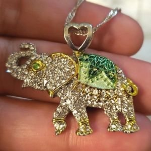 Rhinestone Elephant Pendant Necklace